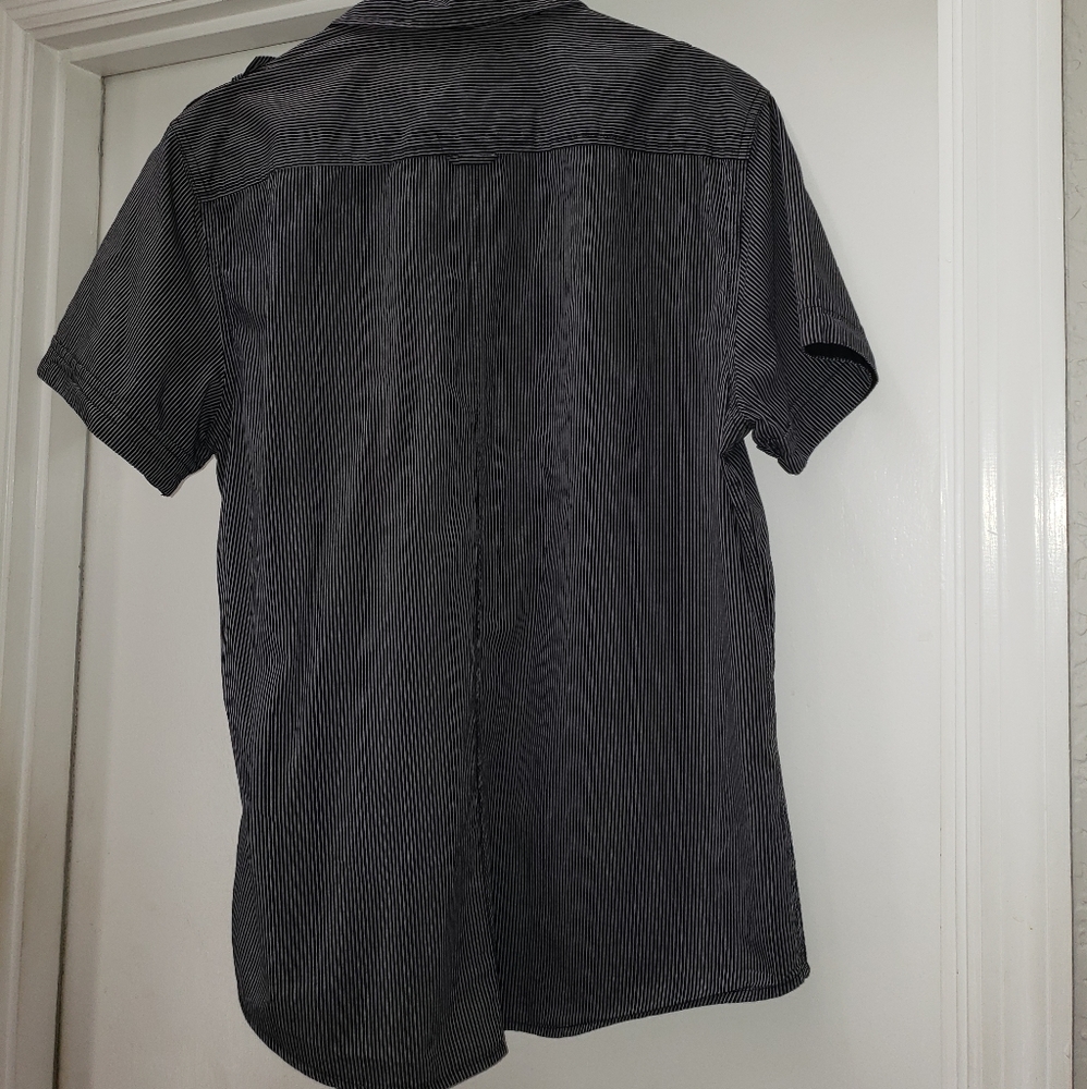 Mens Guess Striped Button Down Shirt with Pockets - Picture 5 of 8
